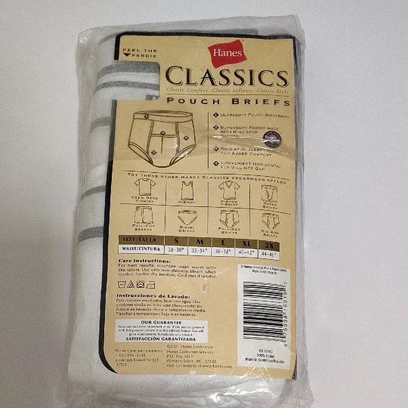 Vintage 2001 Hanes Classics White Pouch Briefs Sz XL 3 Pack - Picture 2 of 9
